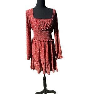 Morning Mist Smocked Cottagecore 12 red dress
